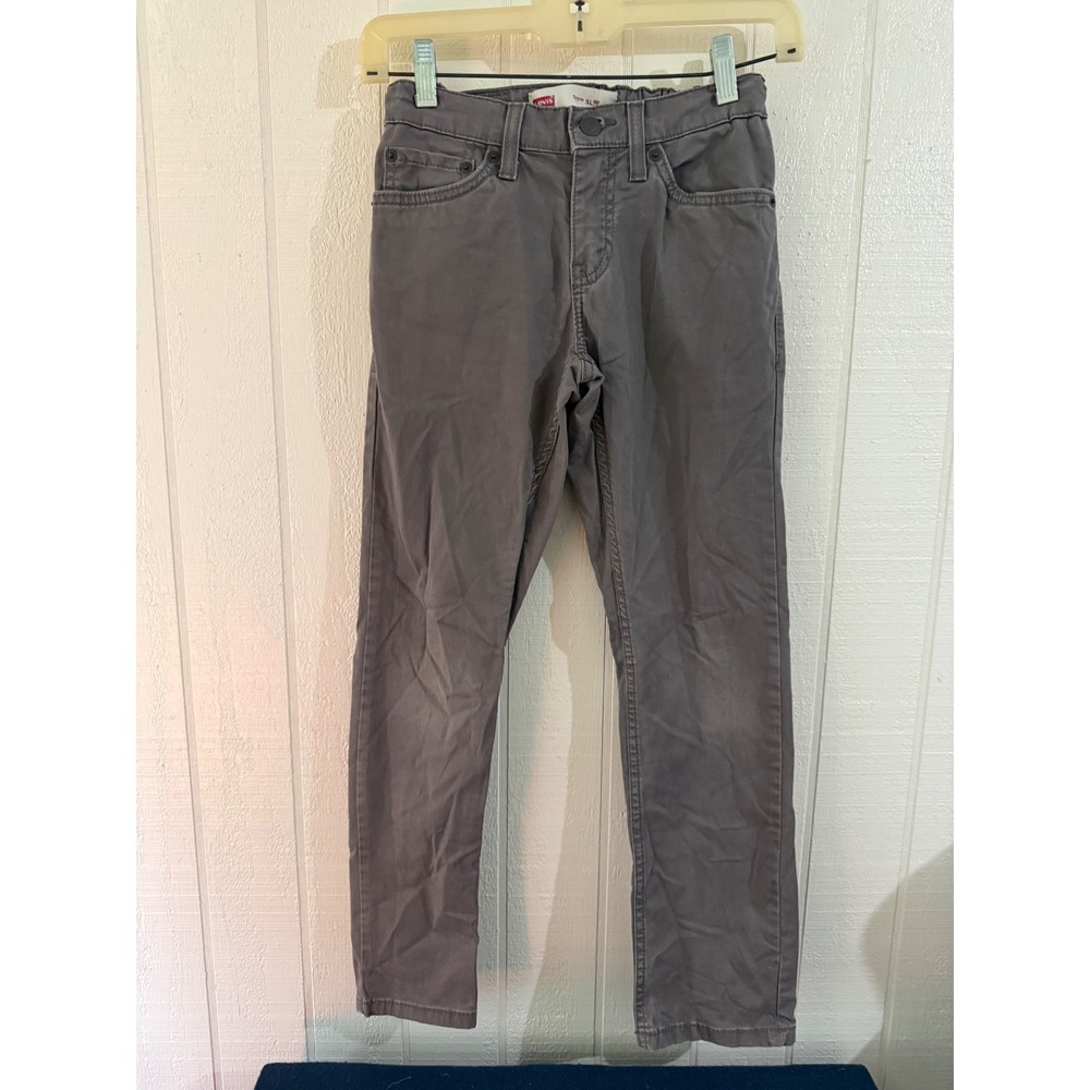 Levis 511 Slim Gray Chino Pants Boys Size 10 Regular Adjustable Waist 25x25